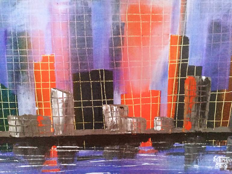 Original Abstract Landscape Painting by Edwin Estngor