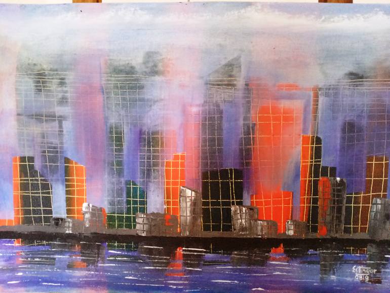 Original Abstract Landscape Painting by Edwin Estngor