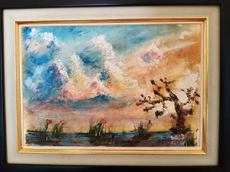 Original Abstract Expressionism Landscape Painting by Edwin Estngor