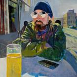 Stephan Drinking a Beer by Erica Lambertson