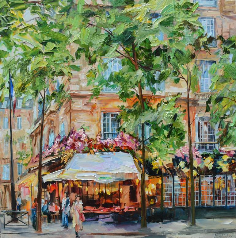 Café at the Victor Hugo place Painting by Olga Novokhatska Saatchi Art