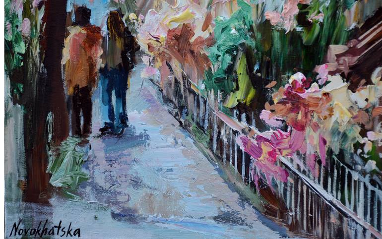 Original Impressionism Cities Painting by Olga Novokhatska