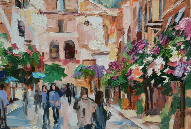 Original Impressionism Cities Painting by Olga Novokhatska