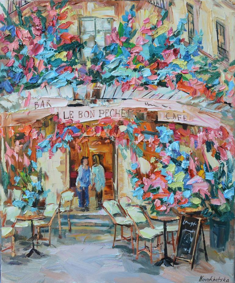 Café le Bon Pecheur Painting by Olga Novokhatska | Saatchi Art