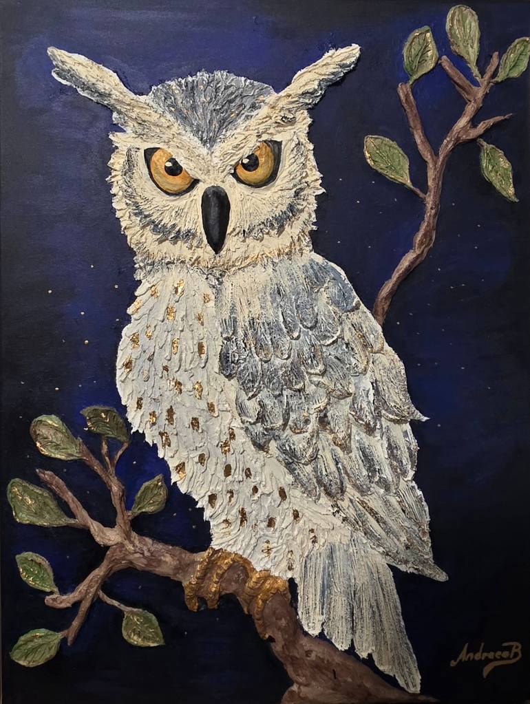 Original Animal Painting by Andreea Belea Art | Modernism Art on Canvas | The night's gaze