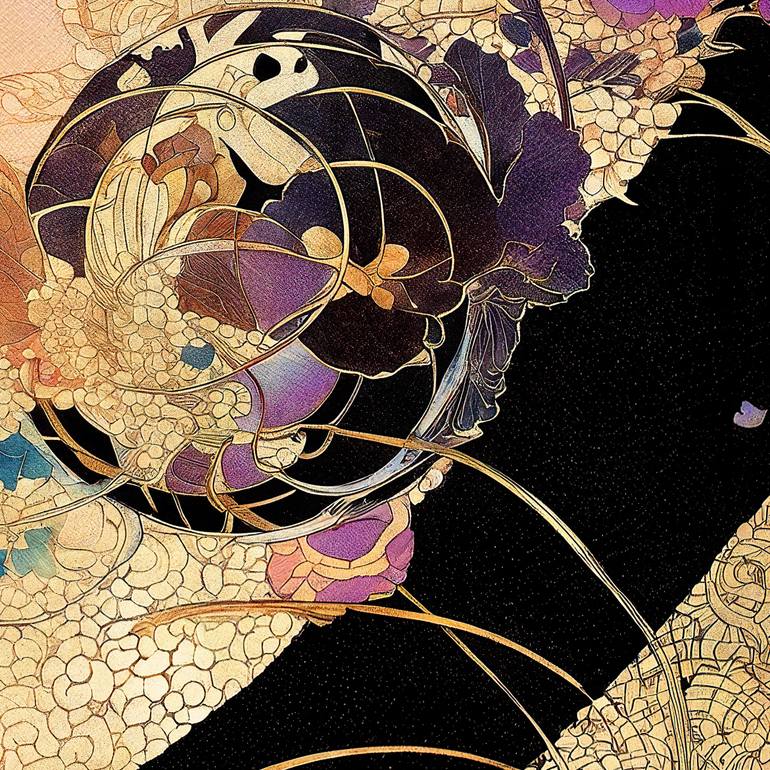 Original Art Nouveau Floral Digital by Masanobu Tsuda