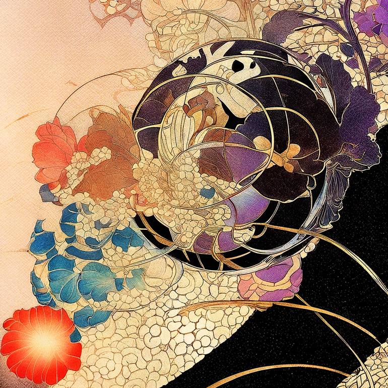 Original Art Nouveau Floral Digital by Masanobu Tsuda
