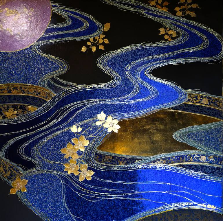 Original Fantasy Digital by Masanobu Tsuda | Folk Art on Canvas | The source of the Milky Way