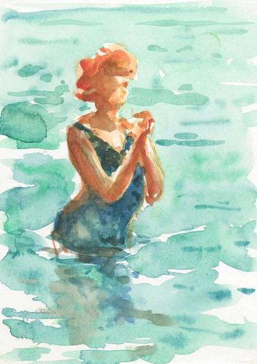 Woman in the green sea thumb