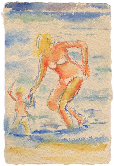 Woman and child at the water's edge thumb
