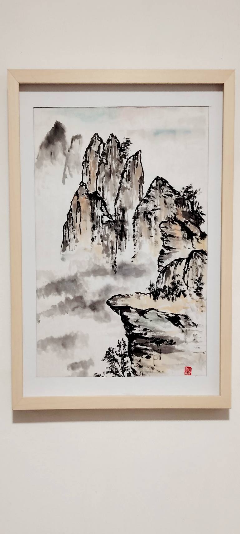Misty Mountain & Cloud — Chinese Ink Wash Landscape Painting by