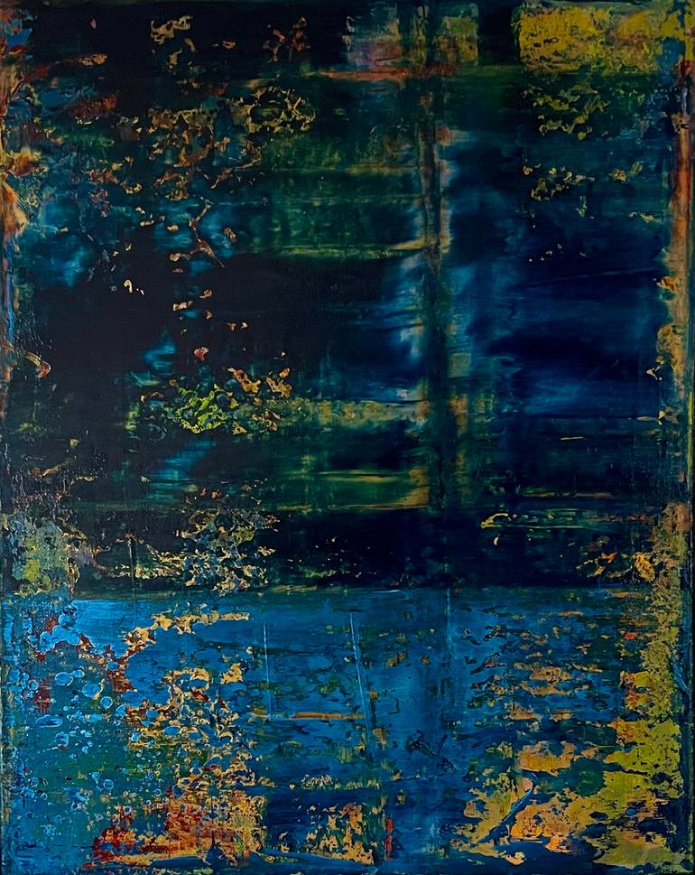 Original Abstract Painting by Svetlana Jakob | Abstract Art on Canvas | The Kiss of Night and Water