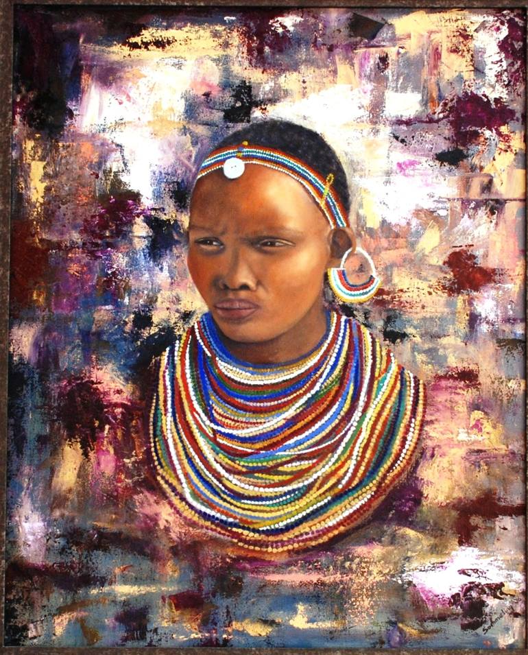 Beaded Maiden Painting by Yvonne Sommeling | Saatchi Art