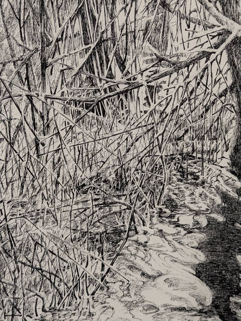 Original Black & White Landscape Drawing by Xiaoyu Cheng