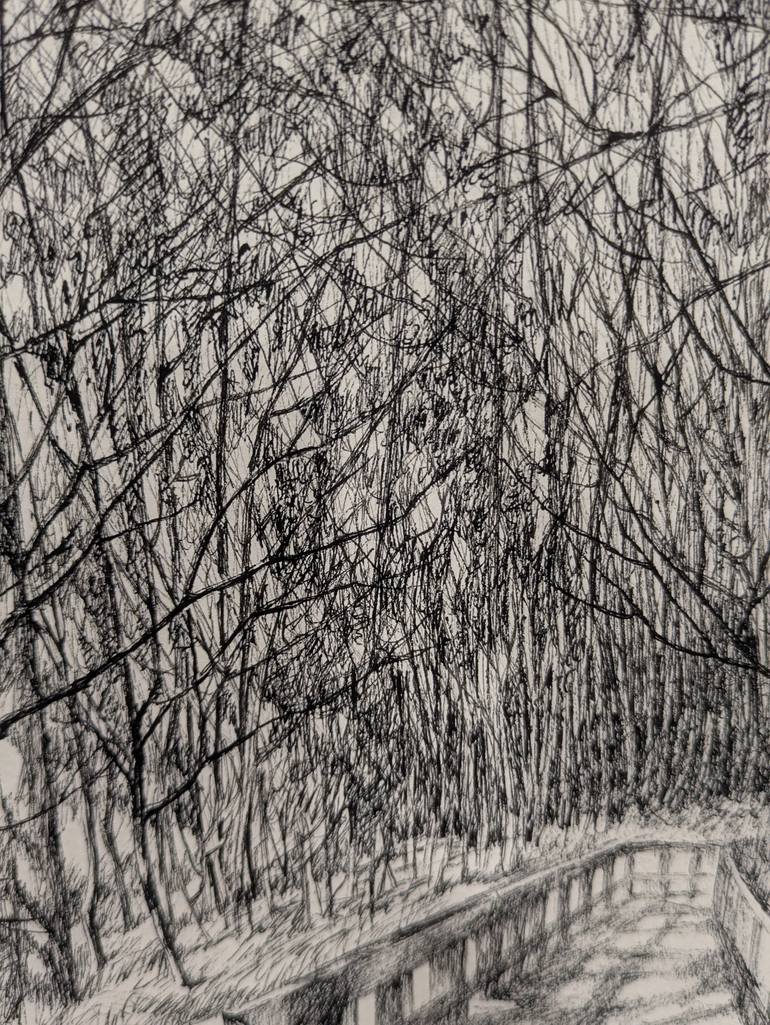 Original Black & White Landscape Drawing by Xiaoyu Cheng