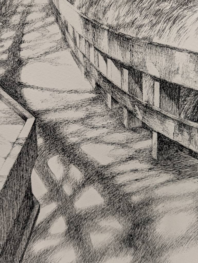 Original Black & White Landscape Drawing by Xiaoyu Cheng