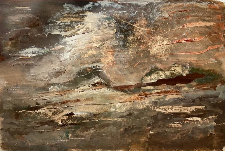 Original Abstract Painting by Auke Mulder | Abstract Art on Paper | Land behind the borders