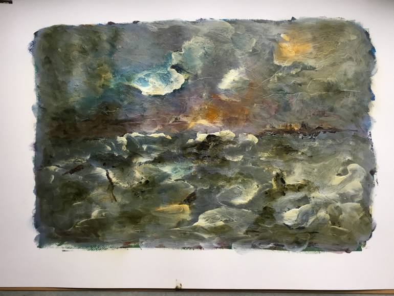 Original Abstract Expressionism Seascape Painting by Auke Mulder