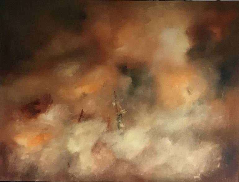 Original Abstract Expressionism Seascape Painting by Auke Mulder