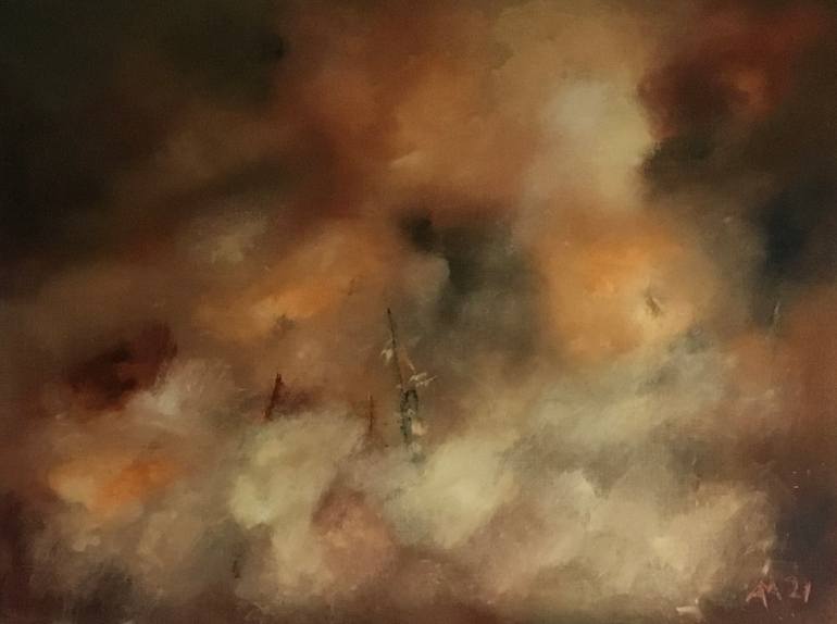 Original Abstract Expressionism Seascape Painting by Auke Mulder