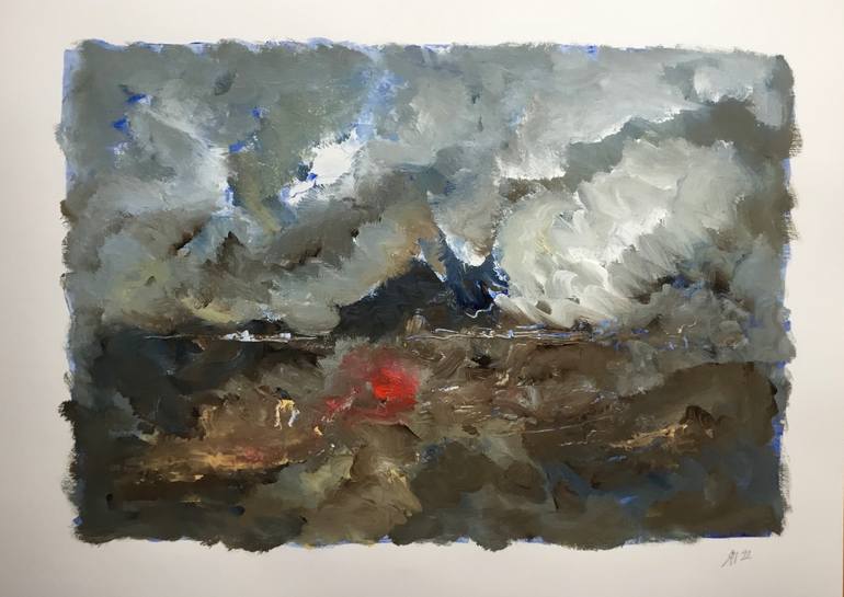 Original Abstract Expressionism Landscape Painting by Auke Mulder