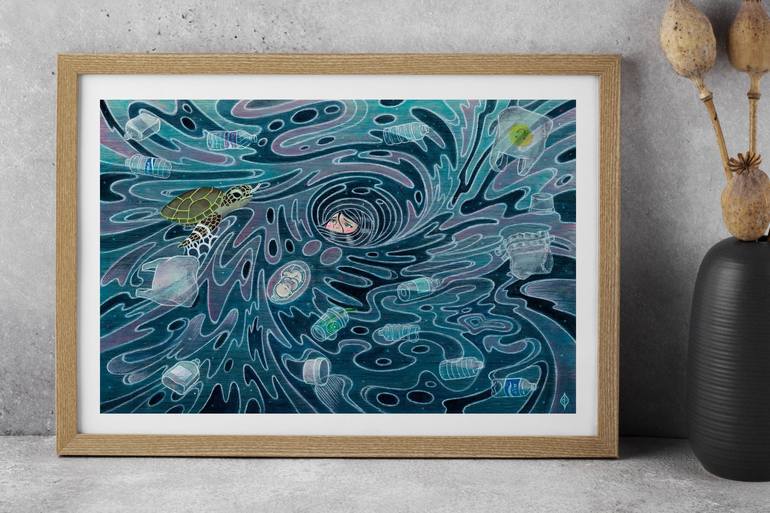 Original Conceptual Water Painting by Kaori Hamura Long