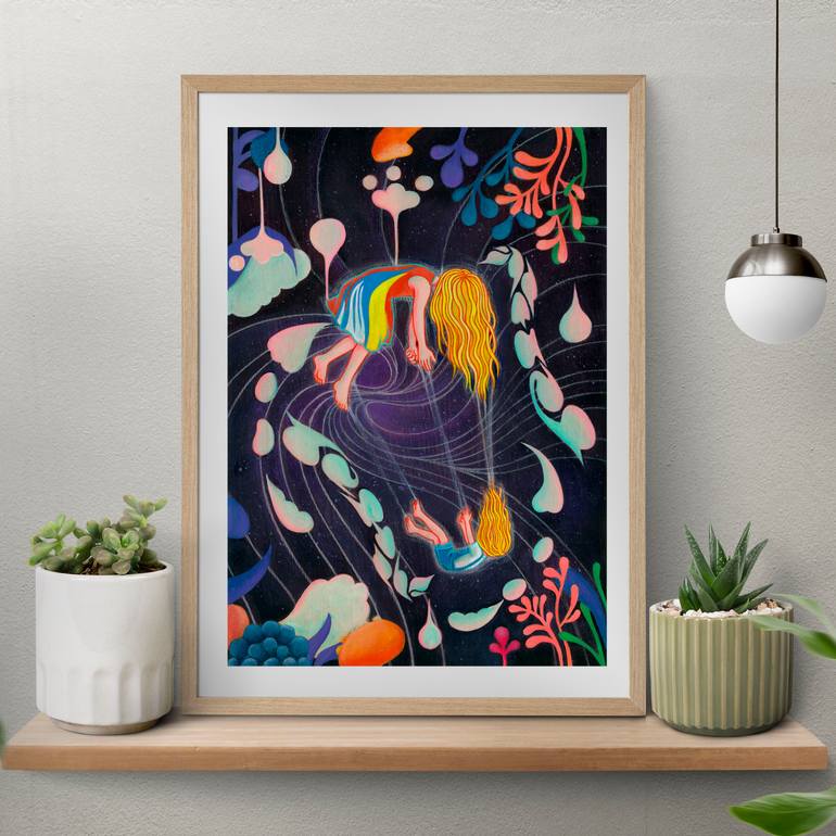 Original Art Deco Science/Technology Painting by Kaori Hamura Long