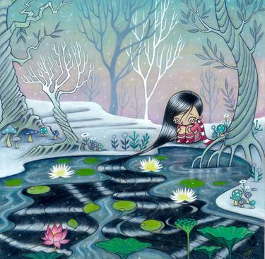 Original Expressionism Water Paintings by Kaori Hamura Long