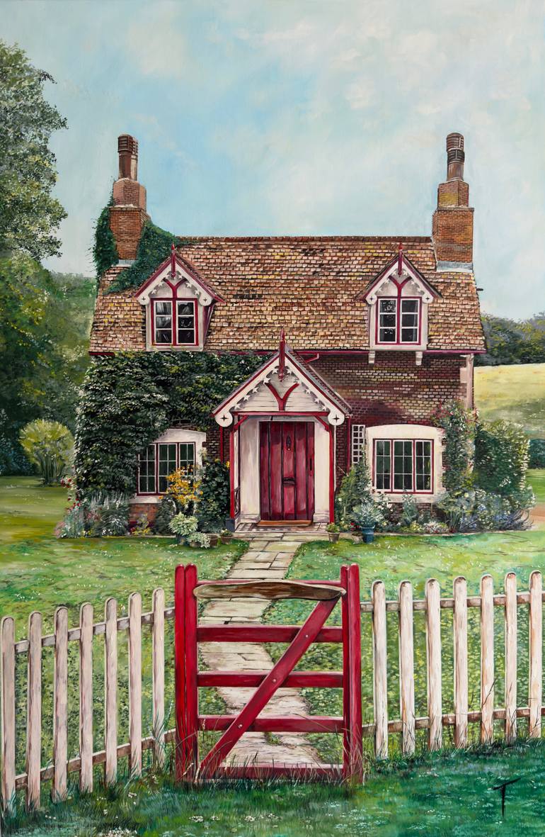 Original Home Painting by Oleksandra Tataryntseva | Figurative Art on Canvas | visiting the Farmer