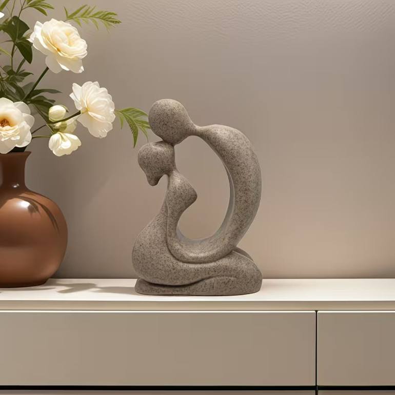 The Infinite Embrace - Creative Couple Kissing Original Sculpture by muhammad kafeel jamil