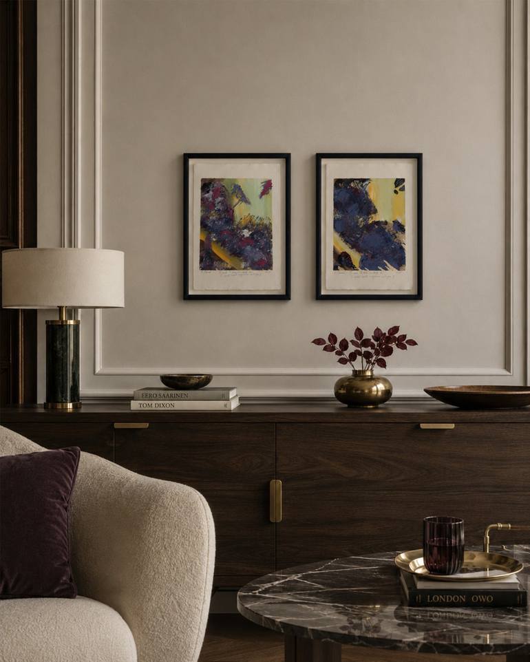 Original Abstract Painting by Elena Morar | Abstract Art on Paper | Dyptych-I wish I were a cloud so I could walk everywhere with you