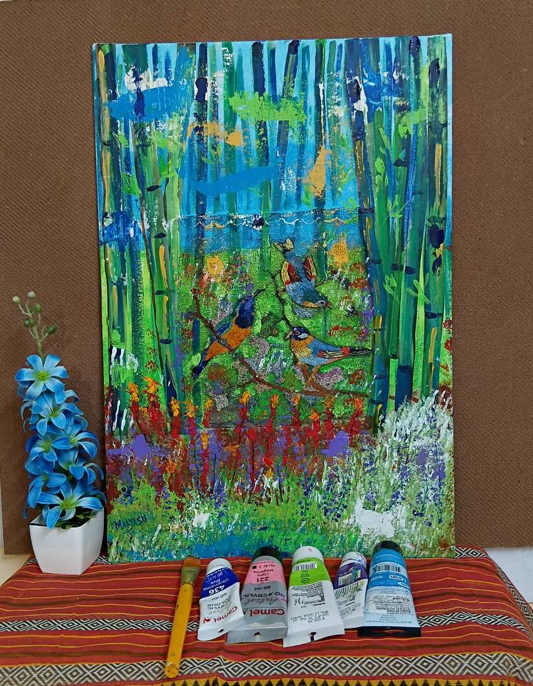 Original Abstract Expressionism Nature Collage by Maya Subramoni