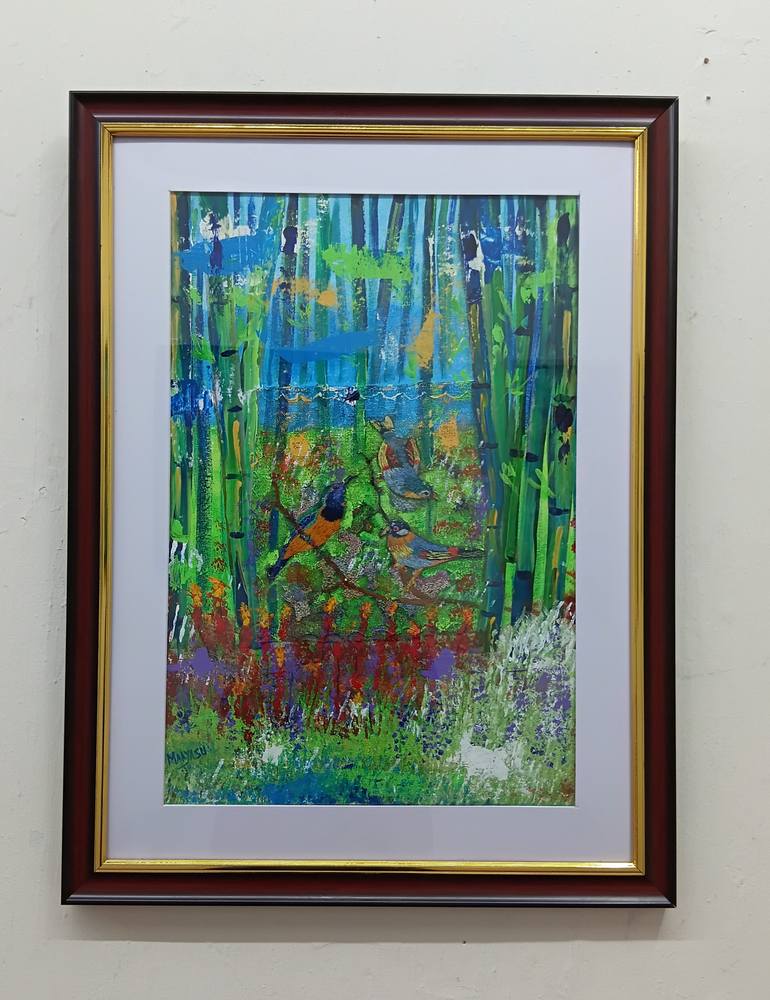 Original Abstract Expressionism Nature Collage by Maya Subramoni