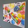 An original, one off painting, hand painted on MDF wood canvas coated in a layer of satin varnish that gives a crisp, detailed finish.
Capturing the colours and vibrancy of typical English sweets and painted in the style of Photorealism with oil paints this piece really captures your attention with its vivid colours, depth and intense realism. 
Ready to hang! Just put the painting onto nails (you will see a 3d canvas box on the wall).