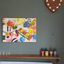An original, one off painting, hand painted on MDF wood canvas coated in a layer of satin varnish that gives a crisp, detailed finish.
Capturing the colours and vibrancy of typical English sweets and painted in the style of Photorealism with oil paints this piece really captures your attention with its vivid colours, depth and intense realism. 
Ready to hang! Just put the painting onto nails (you will see a 3d canvas box on the wall).
