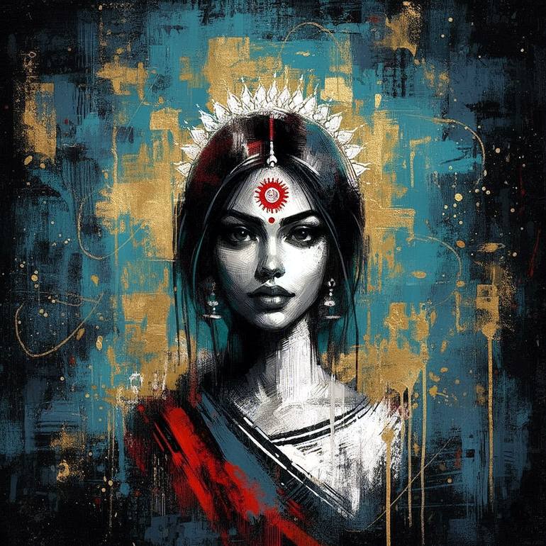 Original People Digital by Paz Jivanji | Abstract Art on Canvas | The Guardian of Shards