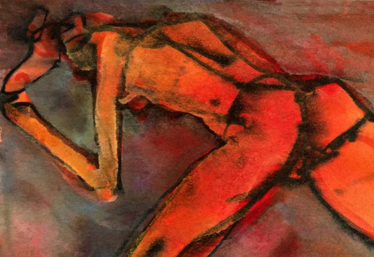 Original Abstract Expressionism Body Mixed Media by Temo Kvirkvelia