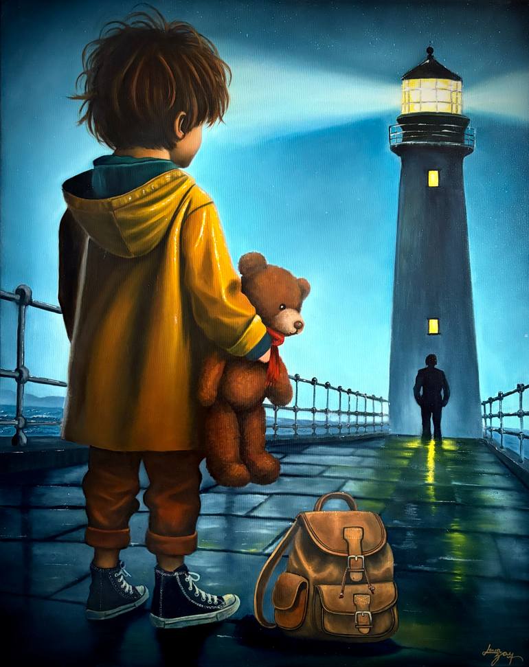 Original Children Painting by Lena Bay | Figurative Art on Canvas | The kind eye of a friend