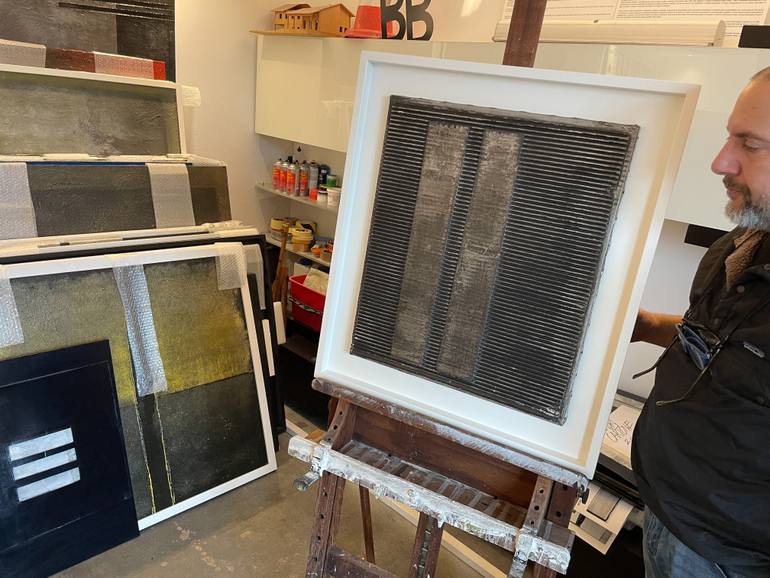 Original Black & White Abstract Painting by Bruno Biondi