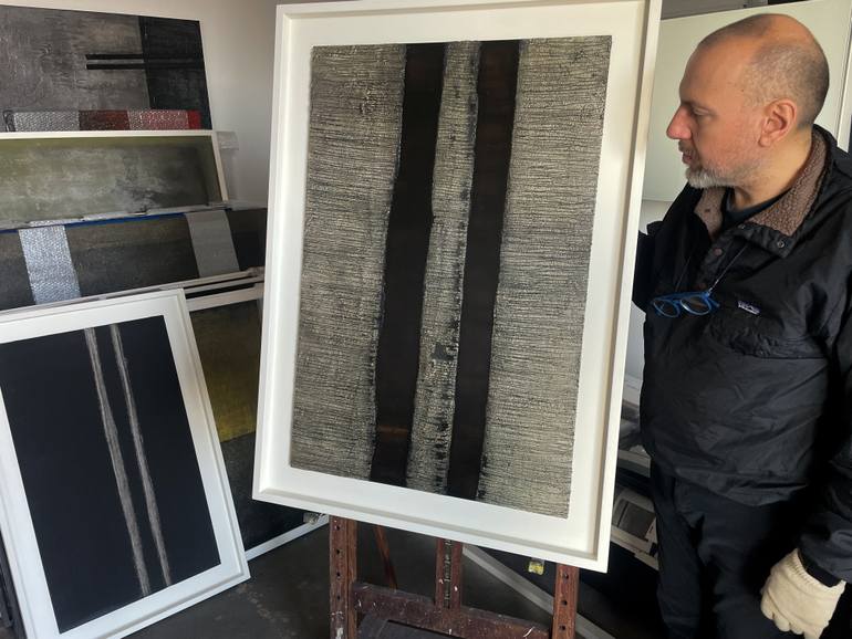 Original Black & White Abstract Painting by Bruno Biondi