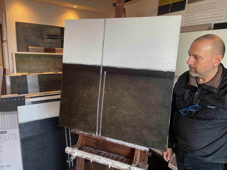 Original Black & White Abstract Painting by Bruno Biondi