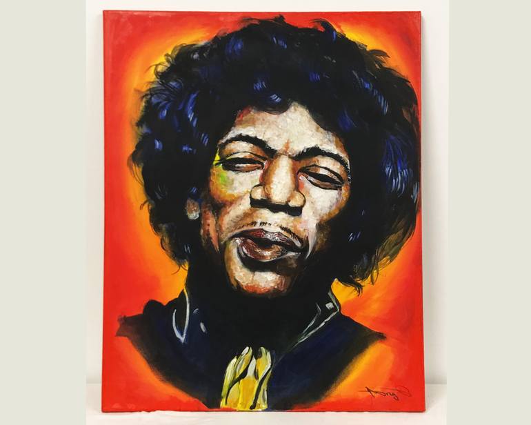 Original Famous Painting by Andrew Wright  Figurative Art on Canvas  Jimi Hendrix