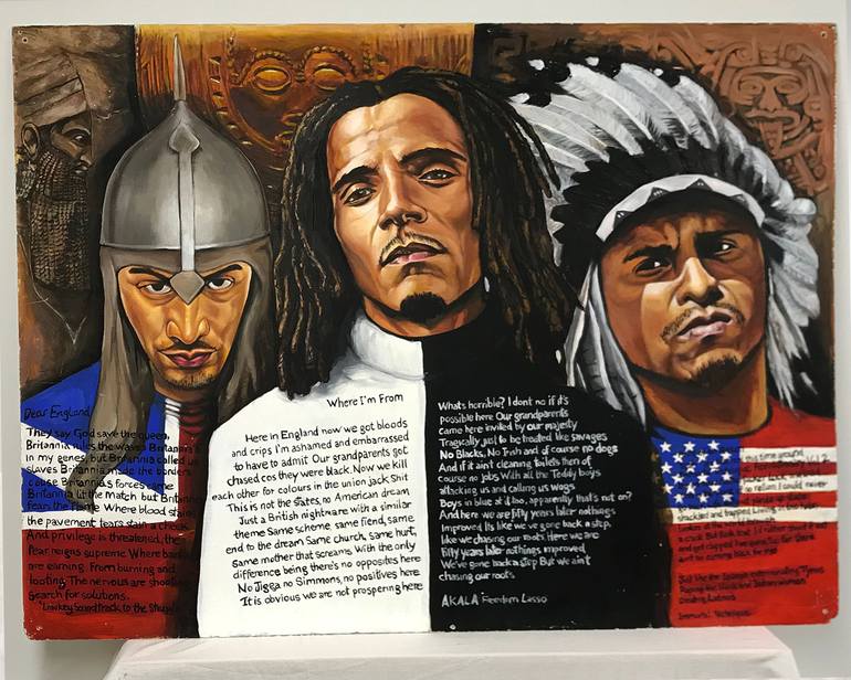 Original Famous Painting by Andrew Wright  Contemporary Art on Hardboard  Three Revolutionaries
