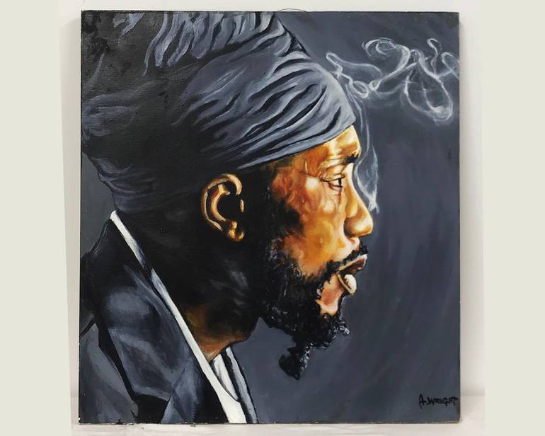 Original Famous Painting by Andrew Wright  Contemporary Art on Wood  Sizzla Kalonji