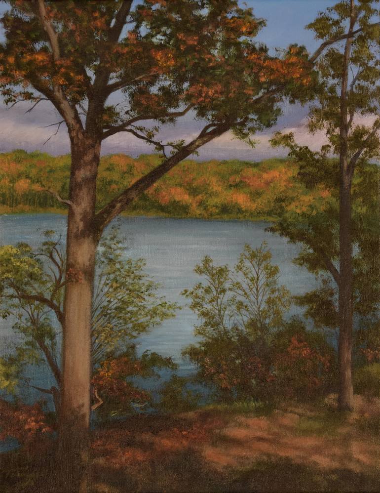 Original Landscape Painting by Jack Tenenzaph | Impressionism Art on Canvas | In the Shadows, Hempstead Lake
