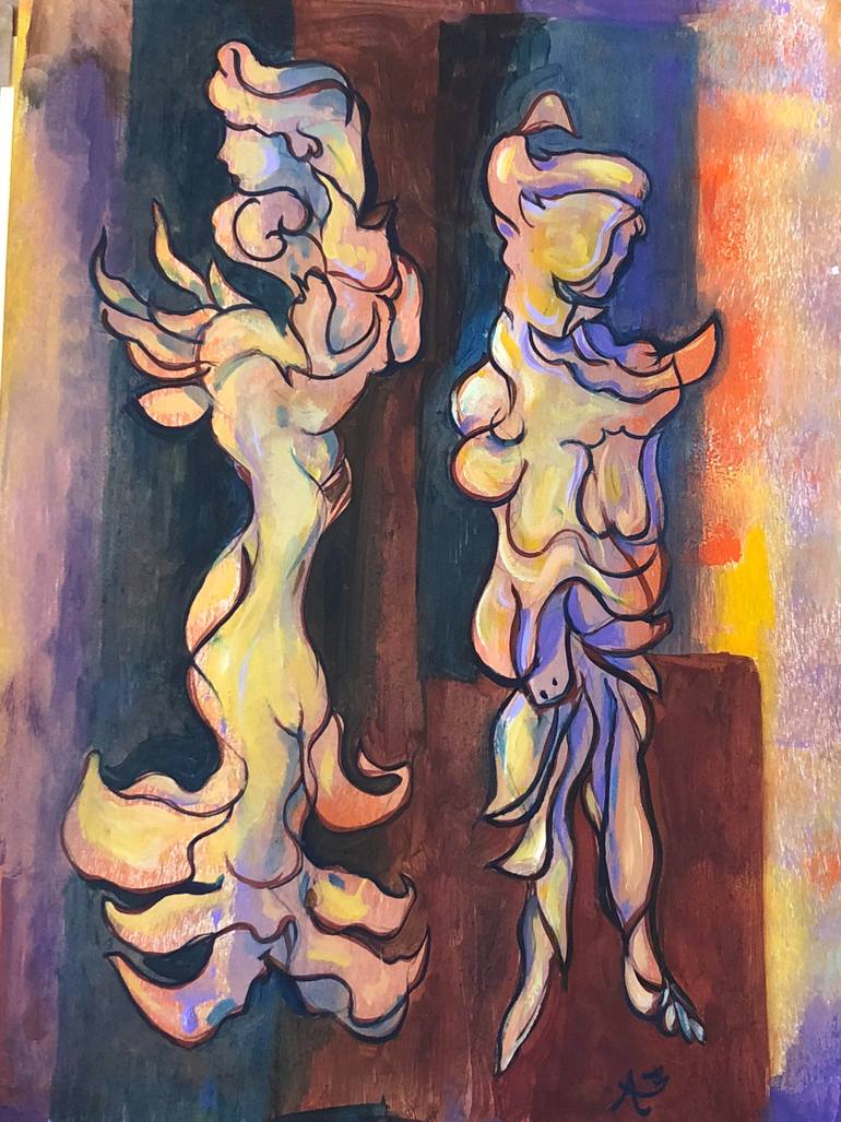 Original Abstract Expressionism Family Painting by Mustafa Abelseed