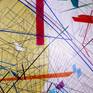 The artwork is based on Architecture around the city of London. It is overlapped onto a high quality gesso finish on Linen. The work is inspired by the city itself and the colours represent the vibrancy to the place.