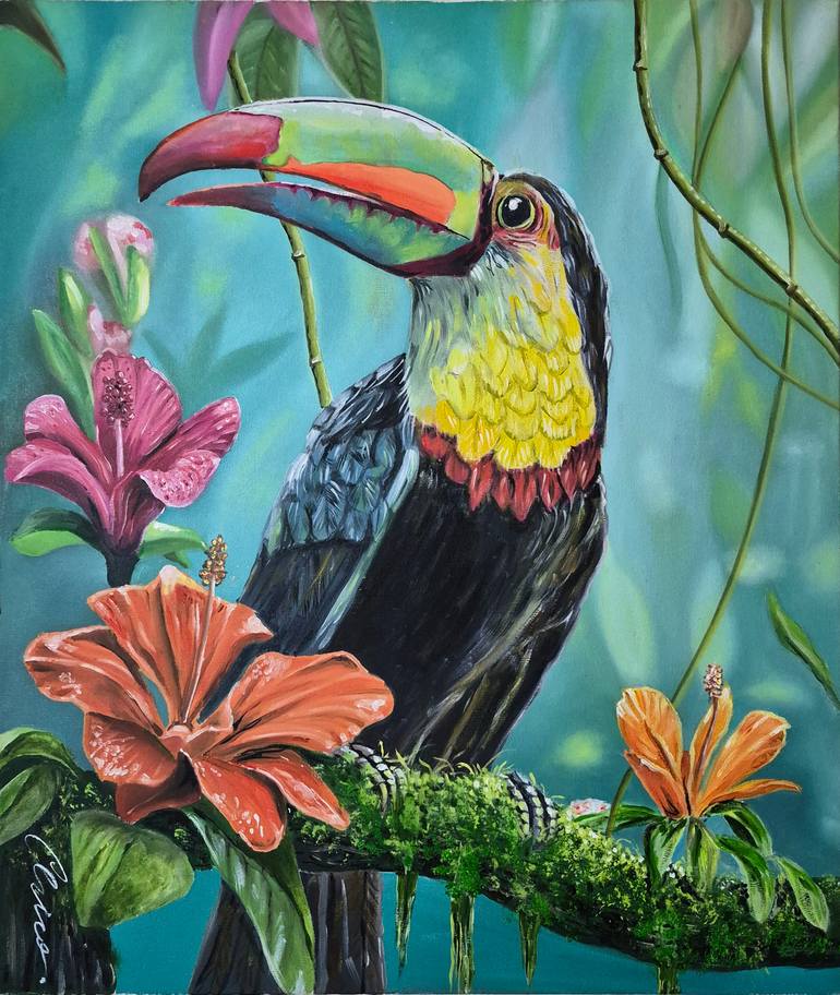 Original Wildlife Painting by Chico Cordeiro | Contemporary Art on Canvas | Symphony of colors of the Amazon