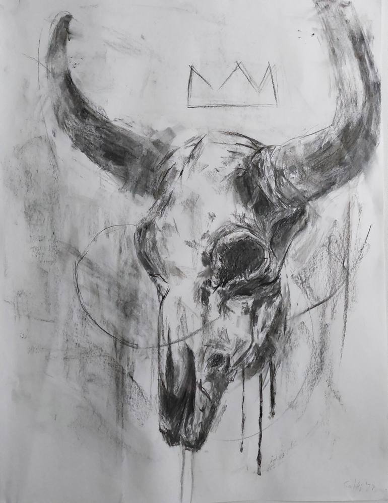 bull skull drawing