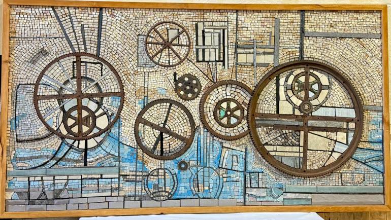 Original Abstract Mixed Media by Sarah Elashry  Abstract Art on Hardboard  Woven Time